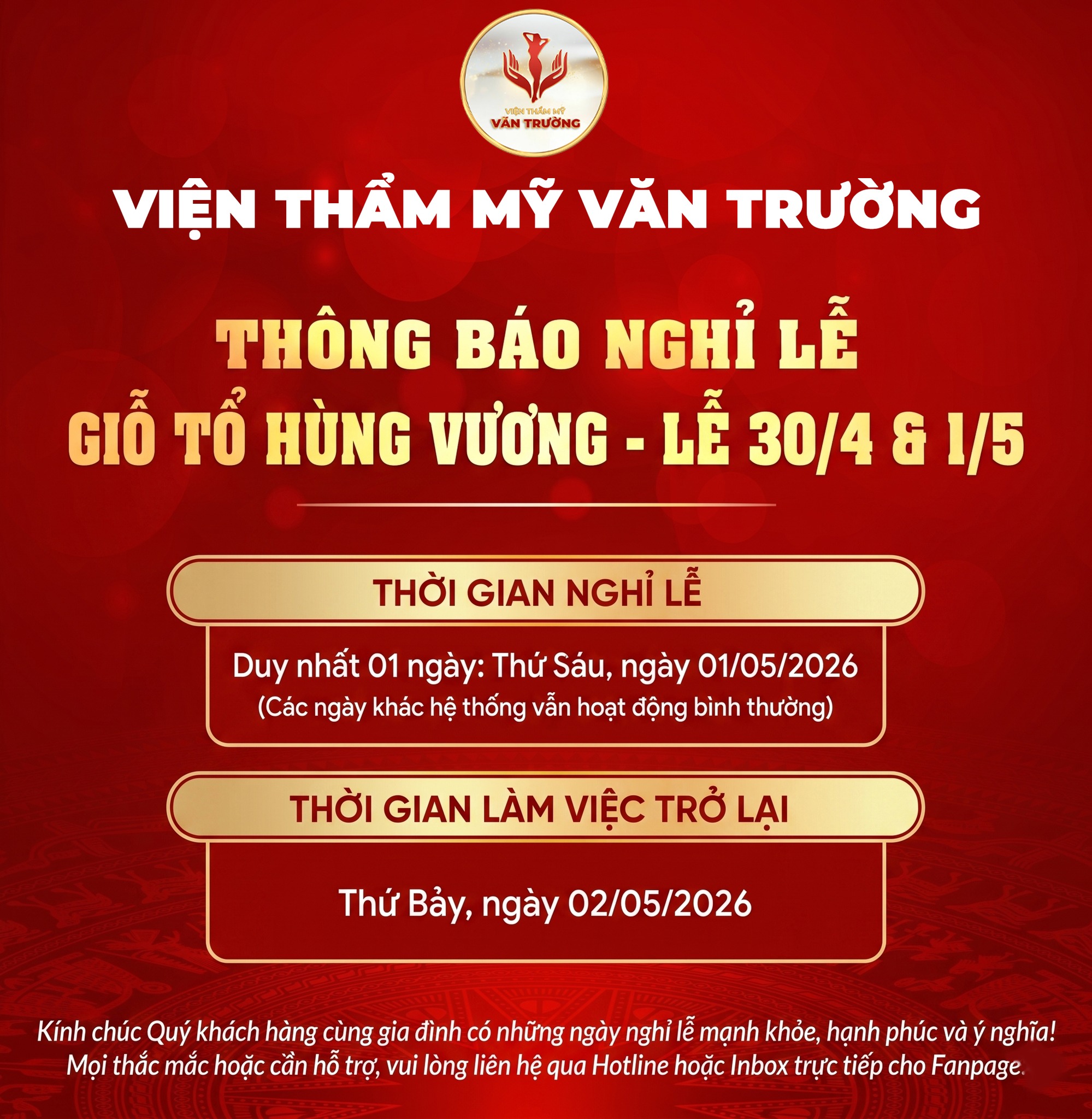 thông báo nghỉ lễ